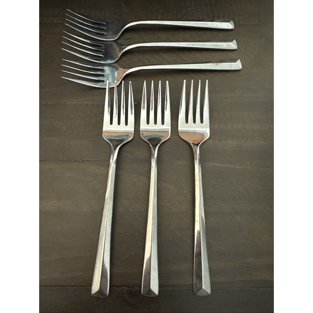 Reed and Barton Stainless Taos Korea Glossy Salad Forks Set Of 6